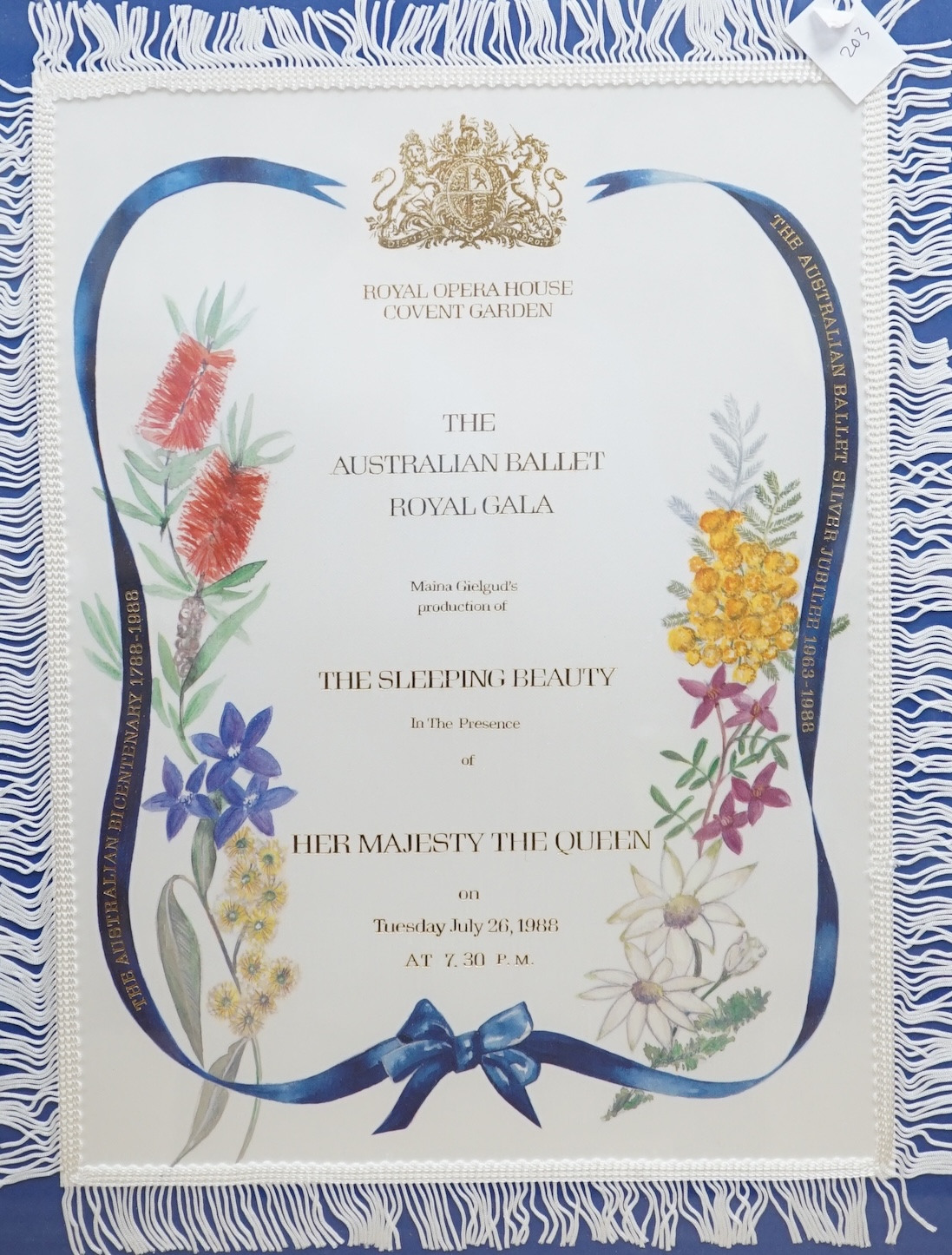 An opera silk programme The Australian Ballet Royal Gala - Maina Gielgud’s production of The Sleeping Beauty 1988